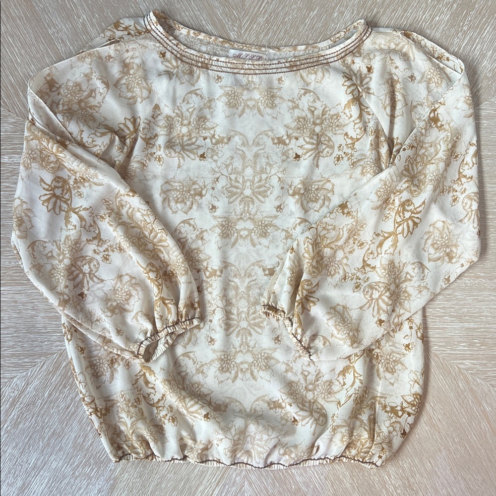 Max Studio Tan Detailed Blouse Open Shoulder